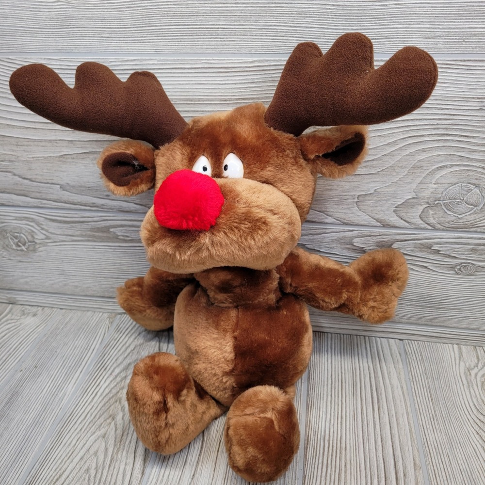 Radar Russ Berrie Christmas Reindeer Plush Rudolph Red‎ Nose Stuffed Animal 686